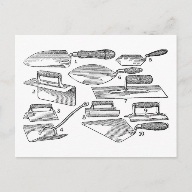 Vintage Gartenwerkzeuge Postkarte (Vorderseite)