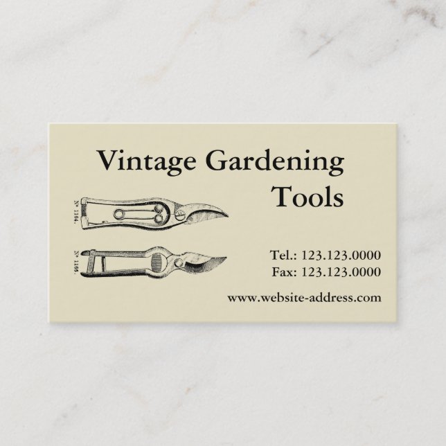 Vintage Gartenwerkzeuge Pruner Visitenkarten Visitenkarte (Vorderseite)