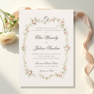 Vintage Gartenzauber - Hauchzarte Rosenhochzeit Einladung