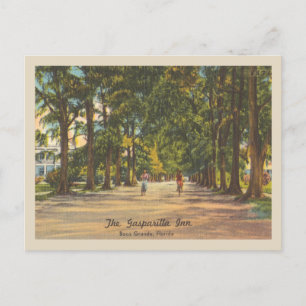 Vintage `Gasparilla Boca Grande Inn und Radfahrer Postkarte