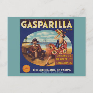 Vintage-Gaspparilla-Florida-Zitruslabel Postkarte