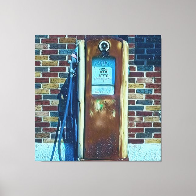 Vintage Gaspumpe Acryldruck Leinwanddruck (Vorderseite)
