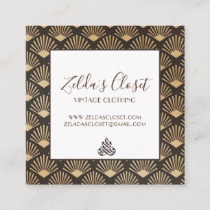 Vintage-Gatsby-Art-Deco-Fächer-Muster Quadratische Visitenkarte
