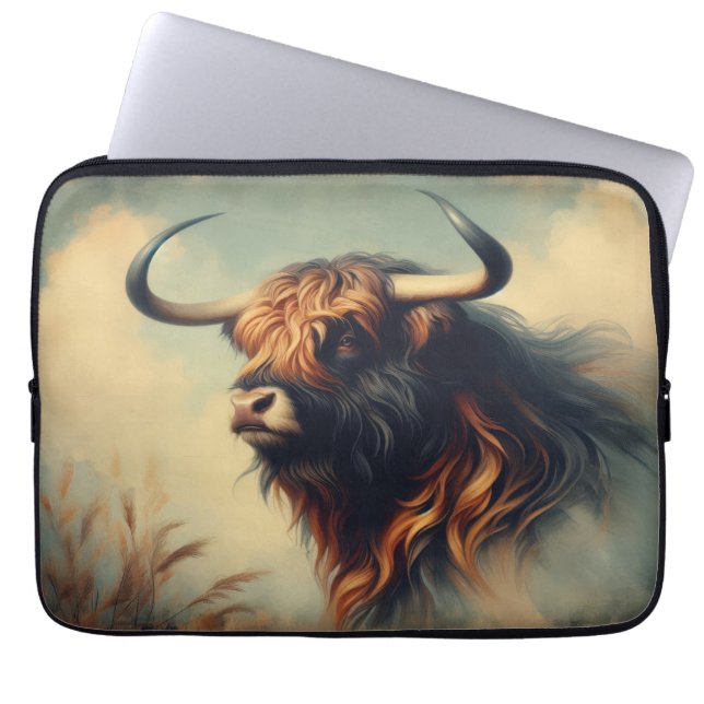 Vintage Gaur Rahmen Laptopschutzhülle (Vorderseite)
