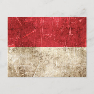 Vintage gealterte und zerkratzte Flagge von Monaco Postkarte