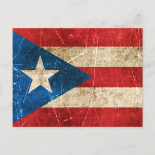 Vintage gealterte und zerkratzte Flagge von Puerto Postkarte