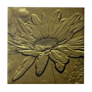 Vintage gealterter Blick Daisy Floral Art Fliese