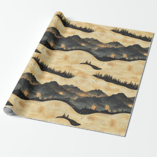 Vintage-Gebirgslandschaft mit Wolken (1) Geschenkpapier