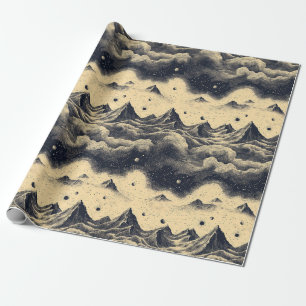 Vintage-Gebirgslandschaft mit Wolken (3) Geschenkpapier
