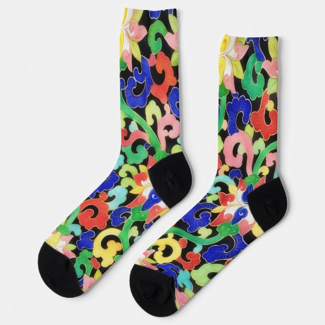 Vintage Geblüht Muster Art Socks Socken (Linkes Detail)