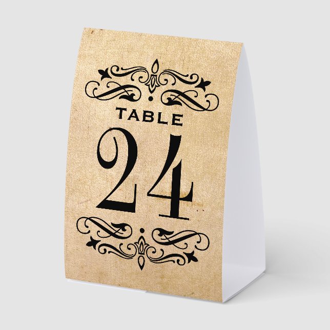 Vintage Geblüht Rustikale Hochzeitnummer Tischaufsteller (Vorderseite)
