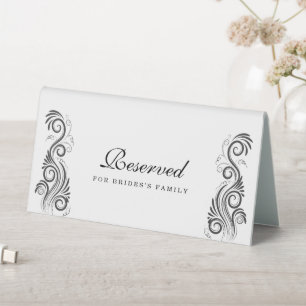Vintage, Geblüht Schwarze Monogramm-Hochzeit vorbe Tischaufsteller