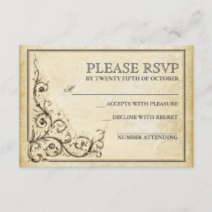 Vintage geblüht Wirbel Hochzeitskarten RSVP Karte