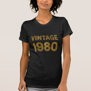 Vintage Geboren 1980 Schwarz-Gold Geburtstag T-Shirt