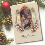 Vintage Geburt Traditionelle Weihnachtsfamilie Karte<br><div class="desc">Schönes Vintages,  traditionelles Bild der Geburt mit Jesus,  Maria und dem heiligen Joseph. Alle Texte und Schriftart können geändert werden.</div>
