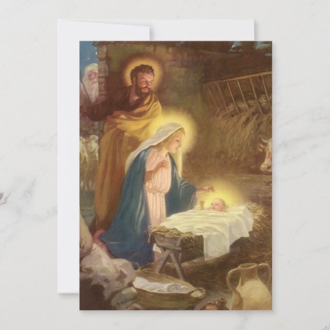 Vintage Geburt, Weihnachts-Party Einladung (Vorderseite)