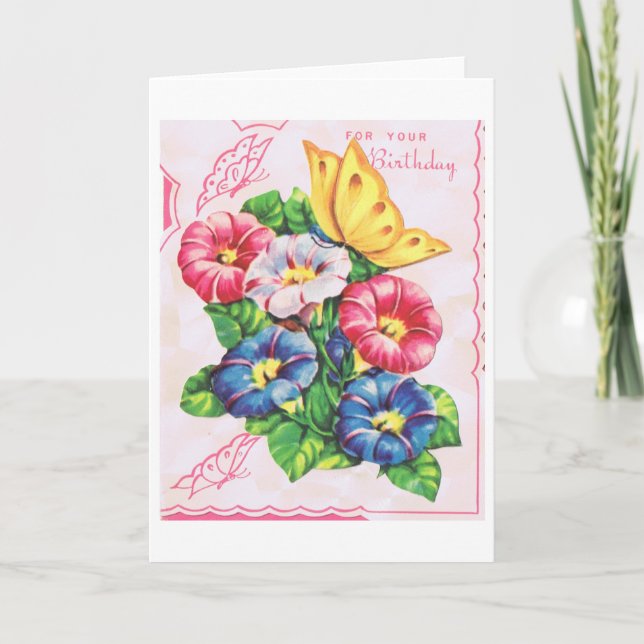 Vintage Geburtskarte Karte (Vorderseite)