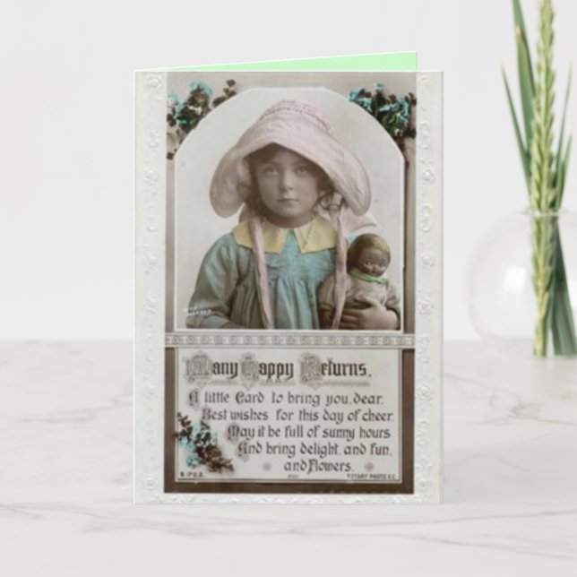 Vintage Geburtskarte Karte (Vorderseite)