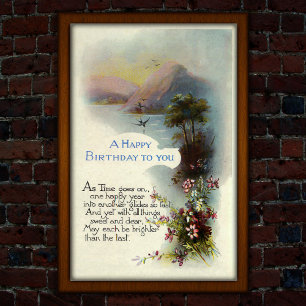 Vintage Geburtstag 1917 Seeschwalben am See Poster