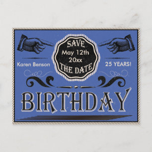 Vintage Geburtstag Save The Date Ankündigungspostkarte