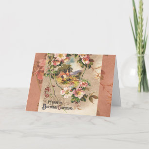 Vintage Geburtstags-Blumen-Landhaus im viktorianis Karte