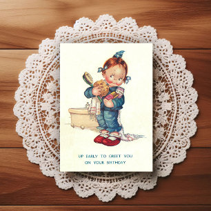 Vintage-Geburtstags-Grußpostkarte aus dem frühen 2 Postkarte