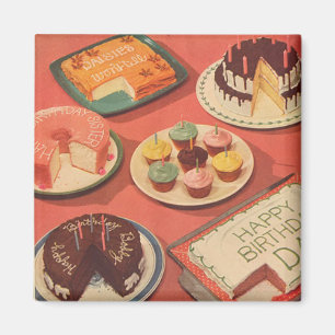 Vintage Geburtstags-Kuchen Magnet