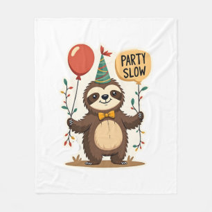 Vintage-Geburtstagsfaultier Retro-Party-Tierdesign Fleecedecke