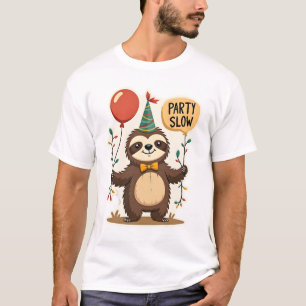 Vintage-Geburtstagsfaultier Retro-Party-Tierdesign T-Shirt
