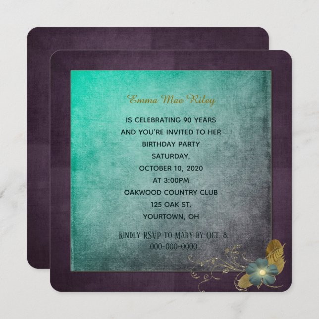 Vintage Geburtstagsfeier Einladung (Vorne/Hinten)