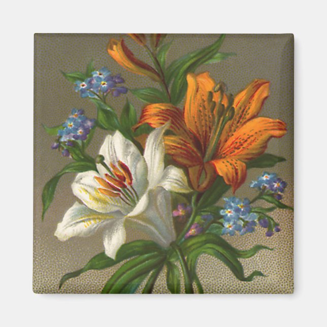 Vintage Geburtstagsgrüße mit Lily-Blume Magnet (Vorne)