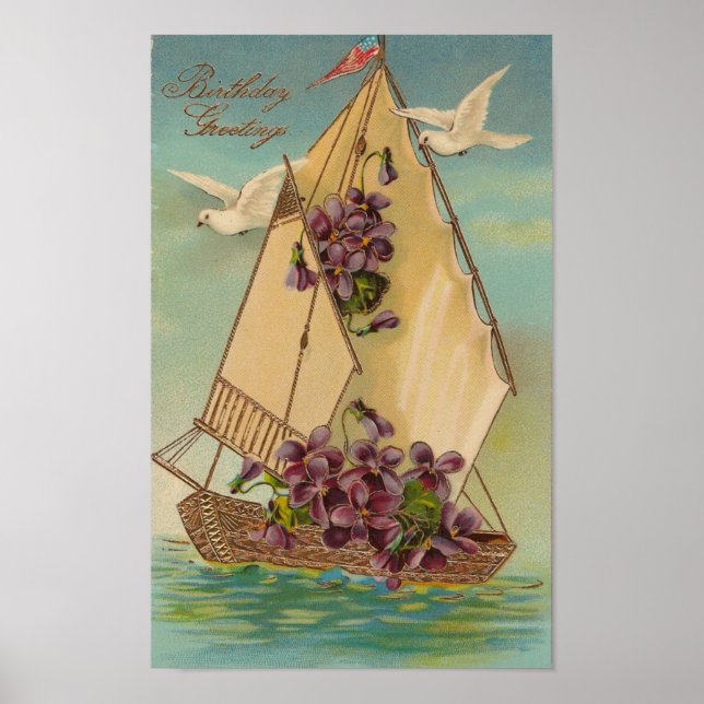 Vintage Geburtstagsgrüße Poster (Vorne)