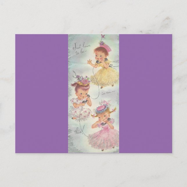 Vintage Geburtstagsgssip-Girls Postkarte (Vorderseite)