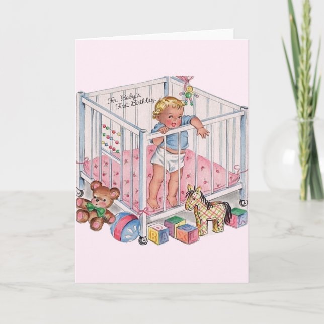 Vintage Geburtstagskarte des Babys Karte (Vorderseite)