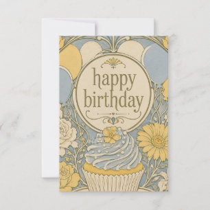 vintage Geburtstagskarte mit Cupcake Karte