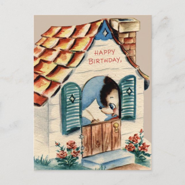 Vintage Geburtstagskarte Postkarte (Vorderseite)