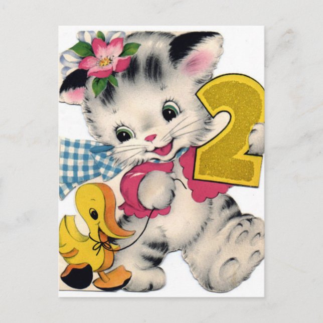 Vintage Geburtstagskarte Postkarte (Vorderseite)