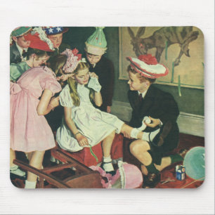 Vintage Geburtstagsparty, Button den Schwanz auf d Mousepad