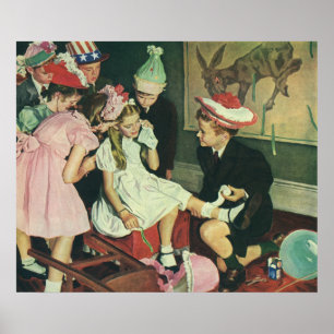 Vintage Geburtstagsparty, Button den Schwanz auf d Poster