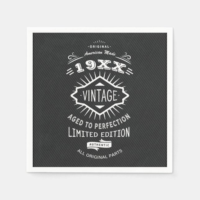 Vintage Geburtstagsparty mit Vollendung Serviette (Vorderseite)