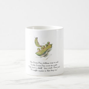 Vintage-Gedicht Grüne Erbse Niedliche Kinder Gemüs Kaffeetasse