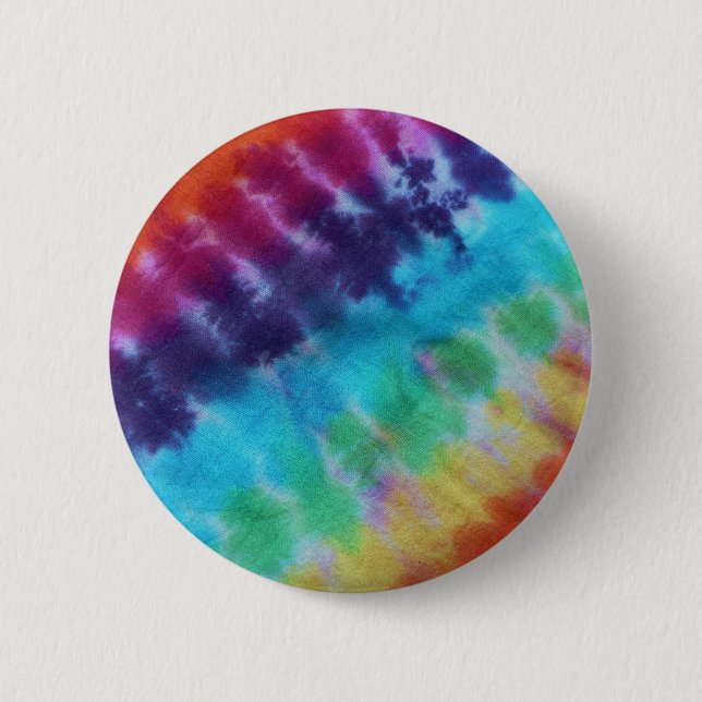 Vintage Gefärbte Krawatte Muster Hippie Rainbow de Button (Vorderseite)