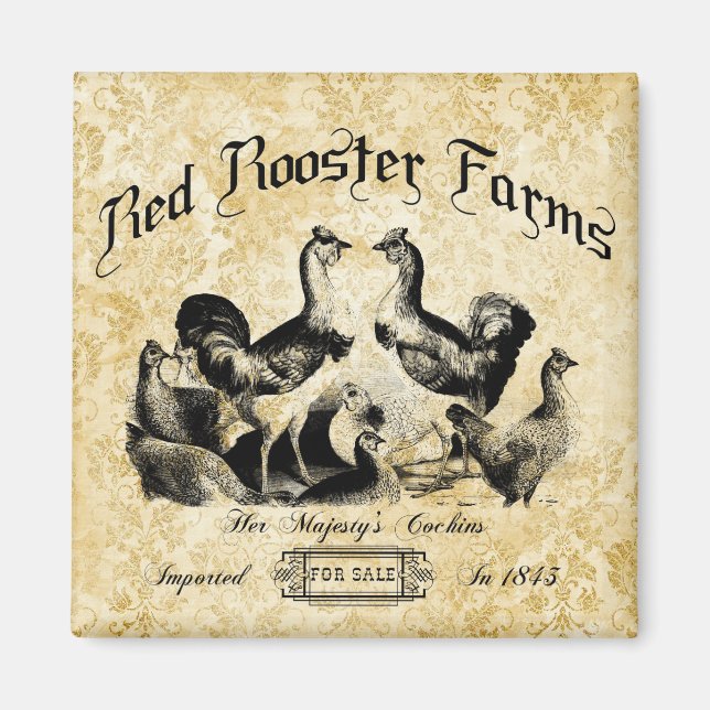 Vintage Geflügelfarm-Werbung Magnet (Vorne)