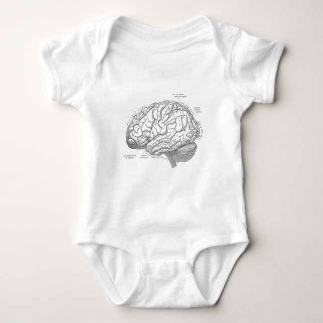 Vintage Gehirn-Anatomie Baby Strampler (Vorderseite)