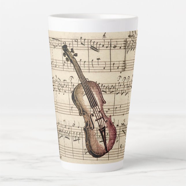 Vintage Geige und Noten Milchtasse (Vorderseite)