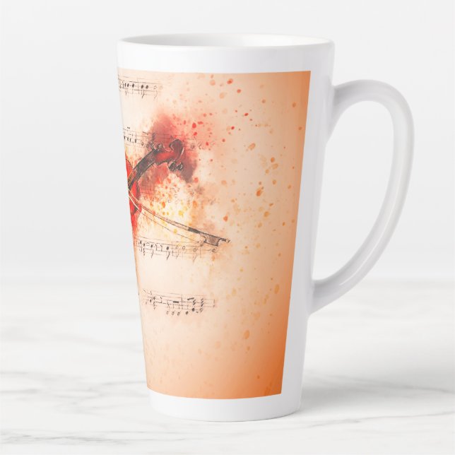 Vintage Geigenblattmusik Latte Tasse 17 oz (Rechts)