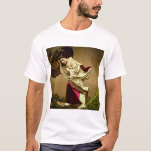 Vintage-Geisha bei Frühlingsregen Glasdia T-Shirt