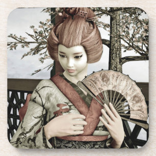 Vintage Geisha Getränkeuntersetzer