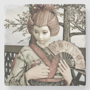 Vintage Geisha Steinuntersetzer