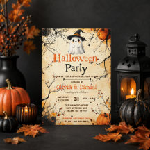 Vintage-Geister-Halloween-Party-Einladung